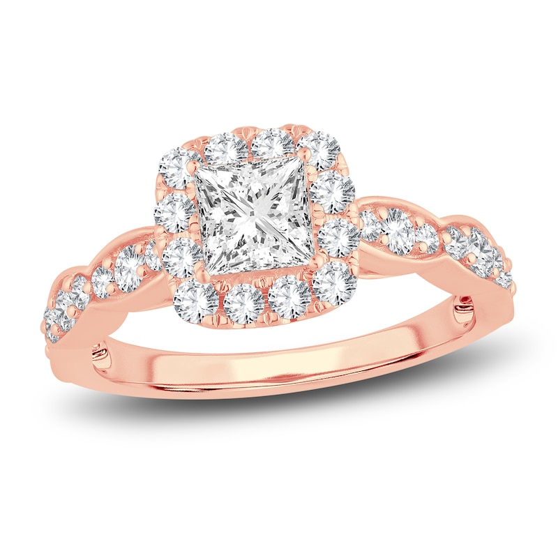 Diamond Engagement Ring 1-1/3 ct tw Princess/Round 14K Rose Gold | Jared