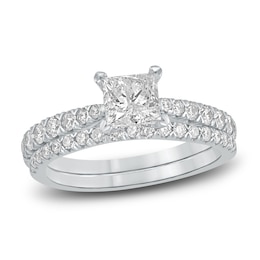 Diamond Bridal Set 1-3/4 ct tw Princess/Round 14K White Gold