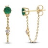 Thumbnail Image 3 of Natural Emerald Earrings 1/15 ct tw Diamonds 14K Yellow Gold