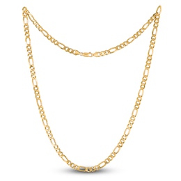 Solid Figaro Chain Necklace 14K Yellow Gold 22&quot; 5.3mm