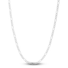 Solid Figaro Chain Necklace 14K White Gold 20&quot; 3.0mm