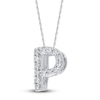 Thumbnail Image 2 of Diamond Letter P Necklace 1/20 ct tw Round 14K White Gold 18&quot;