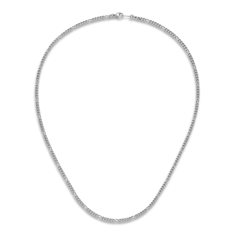 Solid Figaro Chain Necklace Platinum 30