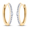 Thumbnail Image 3 of Diamond Hoop Earrings 1/6 ct tw Round 14K Yellow Gold