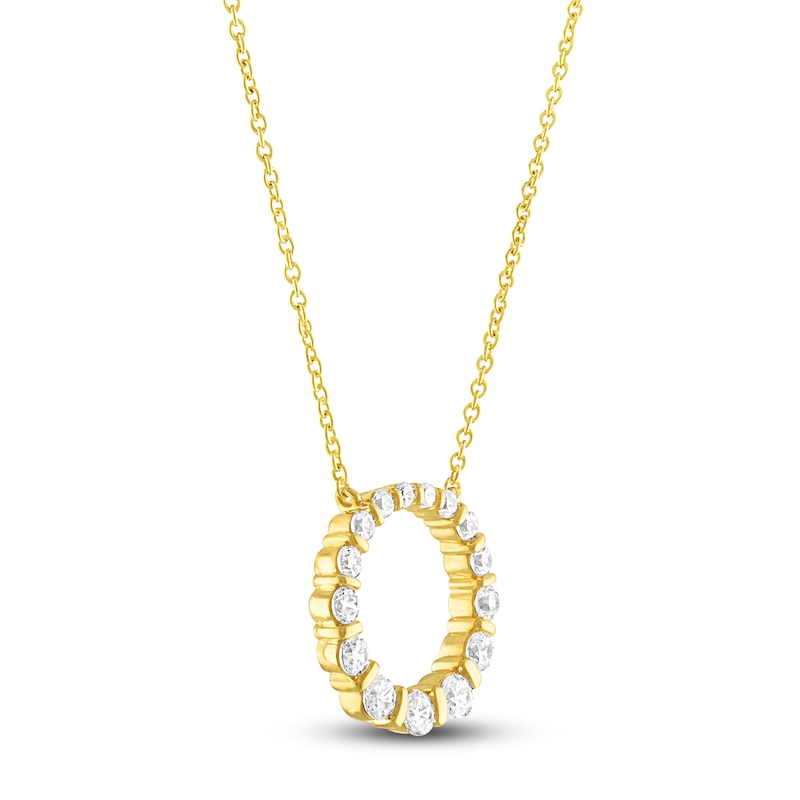 Main Image 2 of Diamond Circle Pendant Necklace 1/2 ct tw Round 10K Yellow Gold