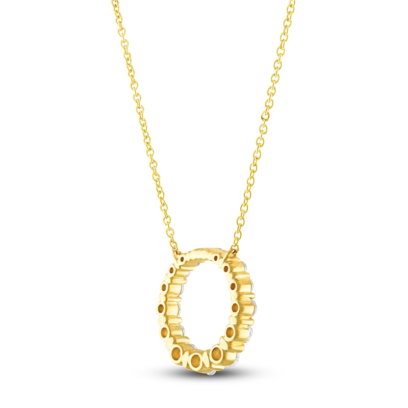 Main Image 3 of Diamond Circle Pendant Necklace 1/2 ct tw Round 10K Yellow Gold