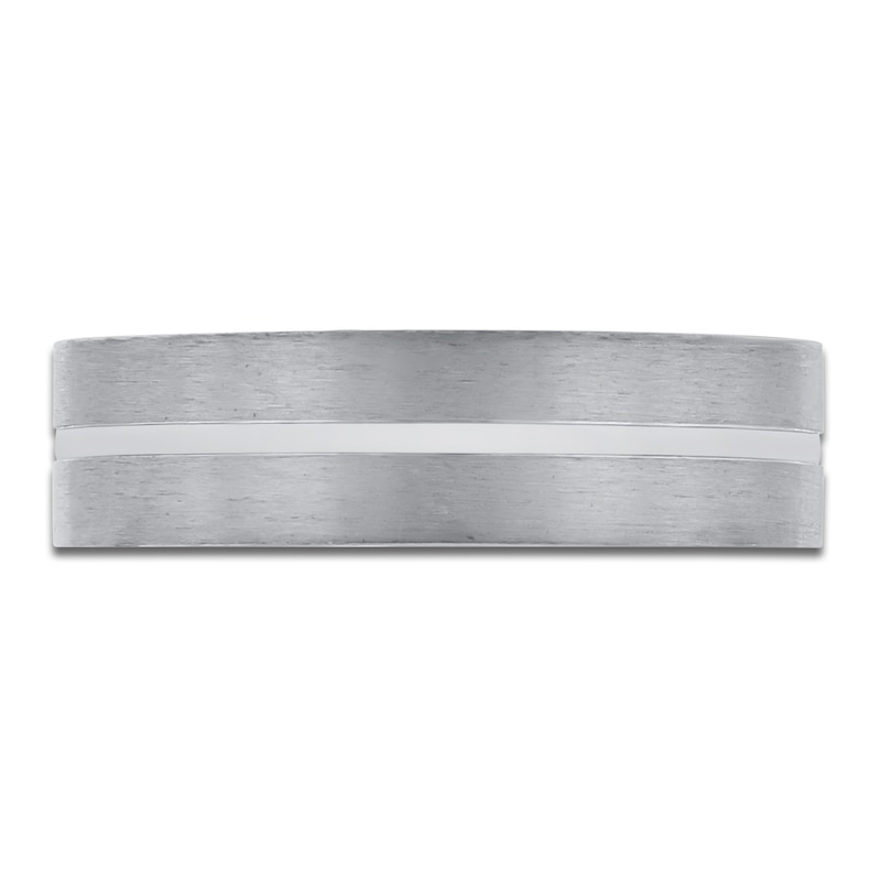 Main Image 2 of Matte Split Wedding Band Platinum 6mm