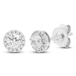 Diamond Halo Earrings 1/2 ct tw Round 14K White Gold