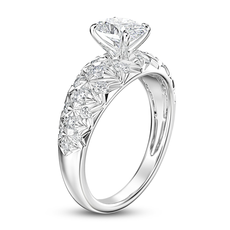 Main Image 2 of Vintage-Style Oval/Round Diamond Engagement Ring 1-1/4 ct tw 14K White Gold