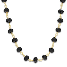 Charm'd by Lulu Frost Natural Black Spinel Bead Necklace 10K Yellow Gold 18&quot;