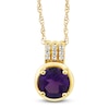 Thumbnail Image 0 of Natural Amethyst & Diamond Accent Pendant Necklace 10K Yellow Gold