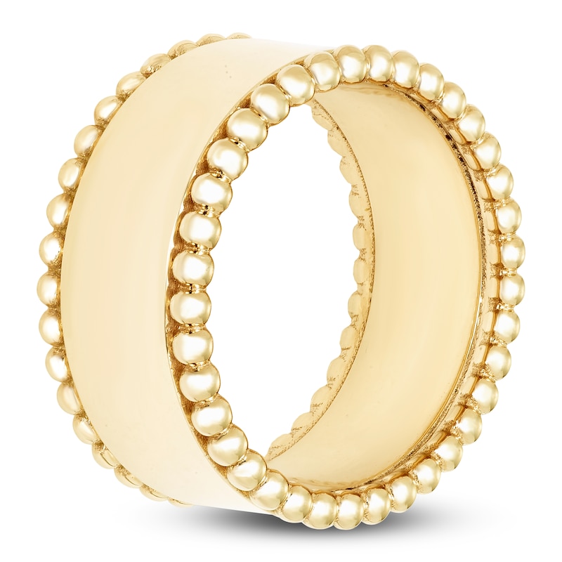 Main Image 2 of Engravable Bead Border Band 14K Yellow Gold 10mm