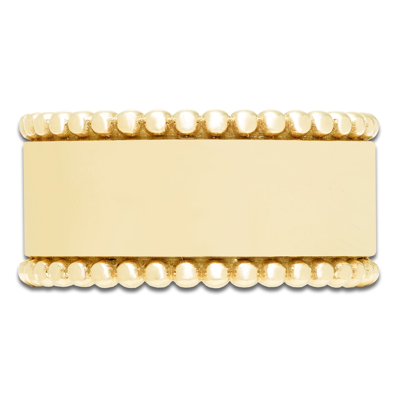 Main Image 3 of Engravable Bead Border Band 14K Yellow Gold 10mm