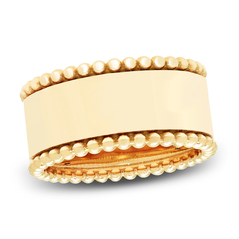 Main Image 4 of Engravable Bead Border Band 14K Yellow Gold 10mm