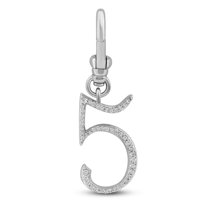 Main Image 1 of Charm'd by Lulu Frost Pavé Diamond Number 5 Charm 1/8 ct tw 10K White Gold