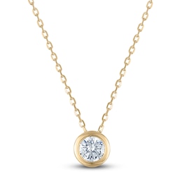 Certified Diamond Bezel-Set Solitaire Necklace 1/4 ct tw 14K Yellow Gold 18&quot; (I1/I)