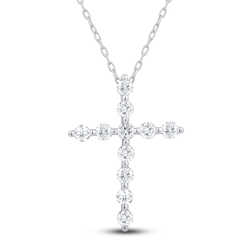 Main Image 1 of Diamond Cross Necklace 3/4 ct tw 10K White Gold 18&quot;