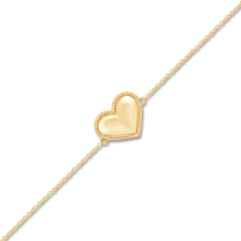 Main Image 2 of Children's Polished Heart Bracelet 14K Yellow Gold 6&quot;