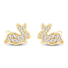 Children's Diamond Bunny Stud Earrings 1/8 ct tw 14K Yellow Gold