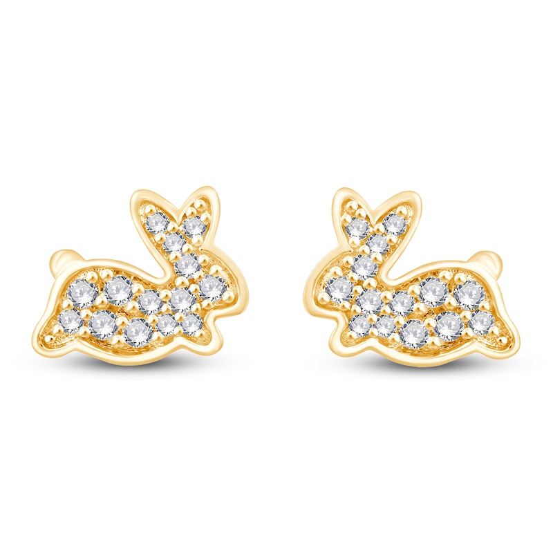 Main Image 1 of Children's Diamond Bunny Stud Earrings 1/8 ct tw 14K Yellow Gold