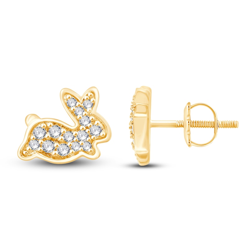 Main Image 2 of Children's Diamond Bunny Stud Earrings 1/8 ct tw 14K Yellow Gold