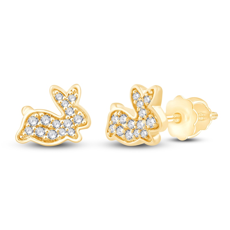 Main Image 3 of Children's Diamond Bunny Stud Earrings 1/8 ct tw 14K Yellow Gold