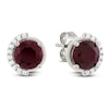 Thumbnail Image 1 of Lab-Created Ruby & Diamond Stud Earrings 1/10 ct tw 10K White Gold