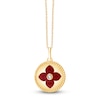 Thumbnail Image 1 of Children's Red Enamel Flower & Diamond Accent Locket Necklace 14K Yellow Gold 13&quot;