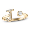 Thumbnail Image 0 of Diamond Initial Open Cuff Bezel Ring 1/4 ct tw 14K Yellow Gold