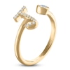 Thumbnail Image 1 of Diamond Initial Open Cuff Bezel Ring 1/4 ct tw 14K Yellow Gold