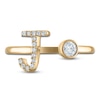 Thumbnail Image 2 of Diamond Initial Open Cuff Bezel Ring 1/4 ct tw 14K Yellow Gold