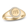 Thumbnail Image 1 of Diamond Engravable Initial Circle Ring 1/10 ct tw 14K Yellow Gold