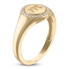 Thumbnail Image 2 of Diamond Engravable Initial Circle Ring 1/10 ct tw 14K Yellow Gold