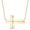 Thumbnail Image 3 of Shy Creation Baguette & Round-Cut Diamond Sideways Cross Necklace 1/3 ct tw 14K Yellow Gold 18&quot; SC55007318V2