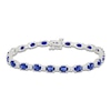 Thumbnail Image 0 of Oval-Cut Blue Lab-Created Sapphire & White Lab-Created Sapphire Bracelet Sterling Silver 7"