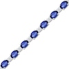 Thumbnail Image 1 of Oval-Cut Blue Lab-Created Sapphire & White Lab-Created Sapphire Bracelet Sterling Silver 7"