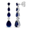 Thumbnail Image 2 of Pear-Shaped Blue Lab-Created Sapphire & White Lab-Created Sapphire Drop Earrings Sterling Silver