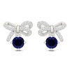 Thumbnail Image 1 of Blue & White Lab-Created Sapphire Bow Dangle Earrings Sterling Silver