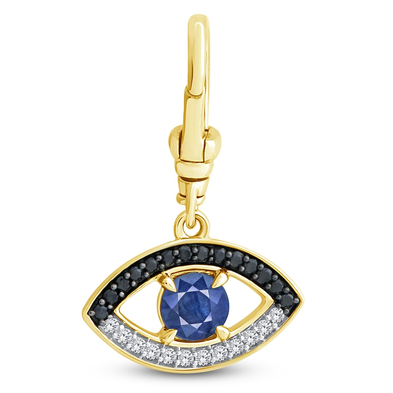 Main Image 1 of Charm'd by Lulu Frost Diamond & Blue Lab-Created Sapphire Evil Eye Charm 1/5 ct tw 10K Yellow Gold