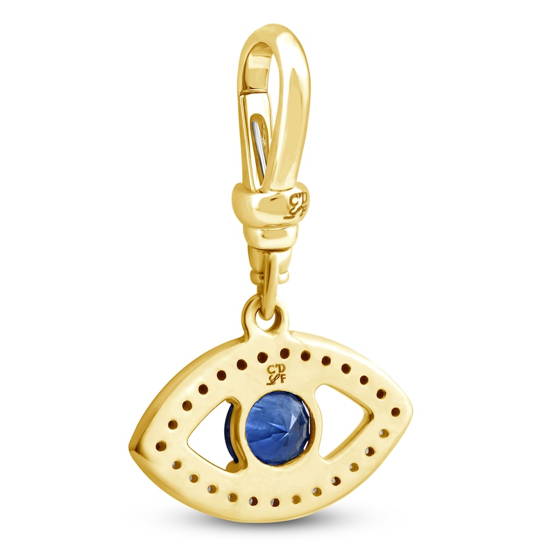 Main Image 2 of Charm'd by Lulu Frost Diamond & Blue Lab-Created Sapphire Evil Eye Charm 1/5 ct tw 10K Yellow Gold