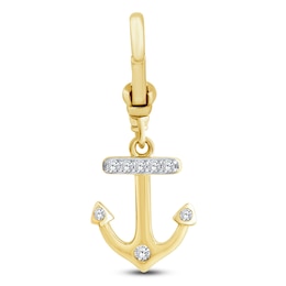 Charm'd by Lulu Frost White Diamond Anchor Charm 1/10 ct tw 10K Yellow Gold