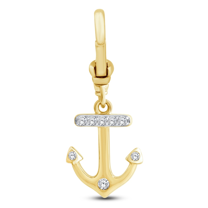 Main Image 1 of Charm'd by Lulu Frost White Diamond Anchor Charm 1/10 ct tw 10K Yellow Gold