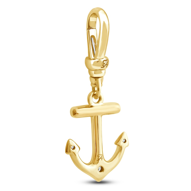 Main Image 2 of Charm'd by Lulu Frost White Diamond Anchor Charm 1/10 ct tw 10K Yellow Gold