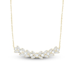 Baguette & Round-Cut Lab-Created Diamond Smile Necklace 1 ct tw 14K Yellow Gold 18&quot;