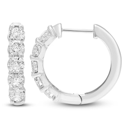 Brilliant Moments Diamond Five-Stone Hoop Earrings 3 ct tw 14K White Gold