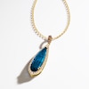 Thumbnail Image 3 of Le Vian Silhouette Elongated Pear-Shaped Natural Blue Topaz Necklace 1/3 ct tw Diamonds 14K Honey Gold 19&quot;