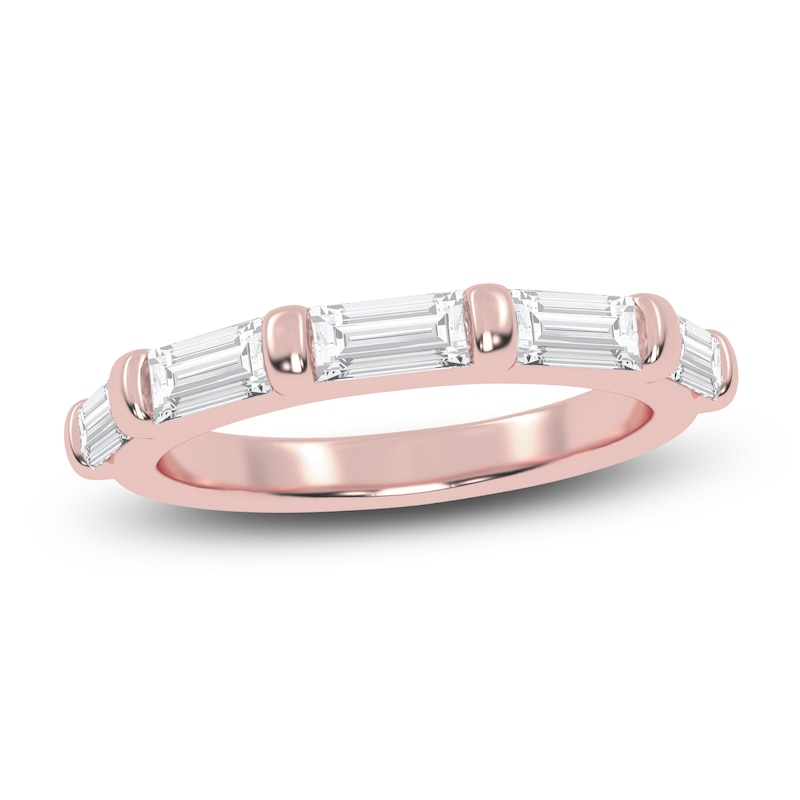 Certified Baguette-Cut Lab-Created Diamond Five-Stone Anniversary Ring 1 ct tw 14K Rose Gold