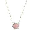 Thumbnail Image 1 of Oval-Cut Natural Pink Opal & Diamond Necklace 1/4 ct tw 14K Yellow Gold 18&quot;