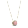 Thumbnail Image 2 of Oval-Cut Natural Pink Opal & Diamond Necklace 1/4 ct tw 14K Yellow Gold 18&quot;