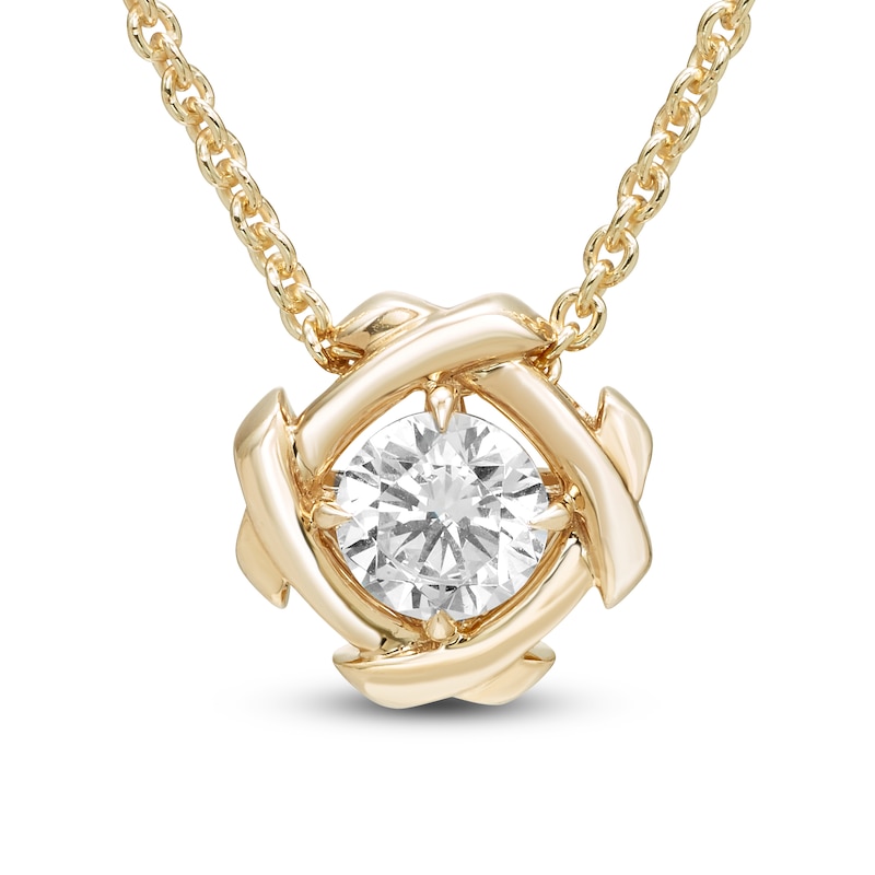 Main Image 1 of Unspoken Diamond Solitaire Necklace 1/2 ct tw 14K Yellow Gold 18&quot; (I1/I)